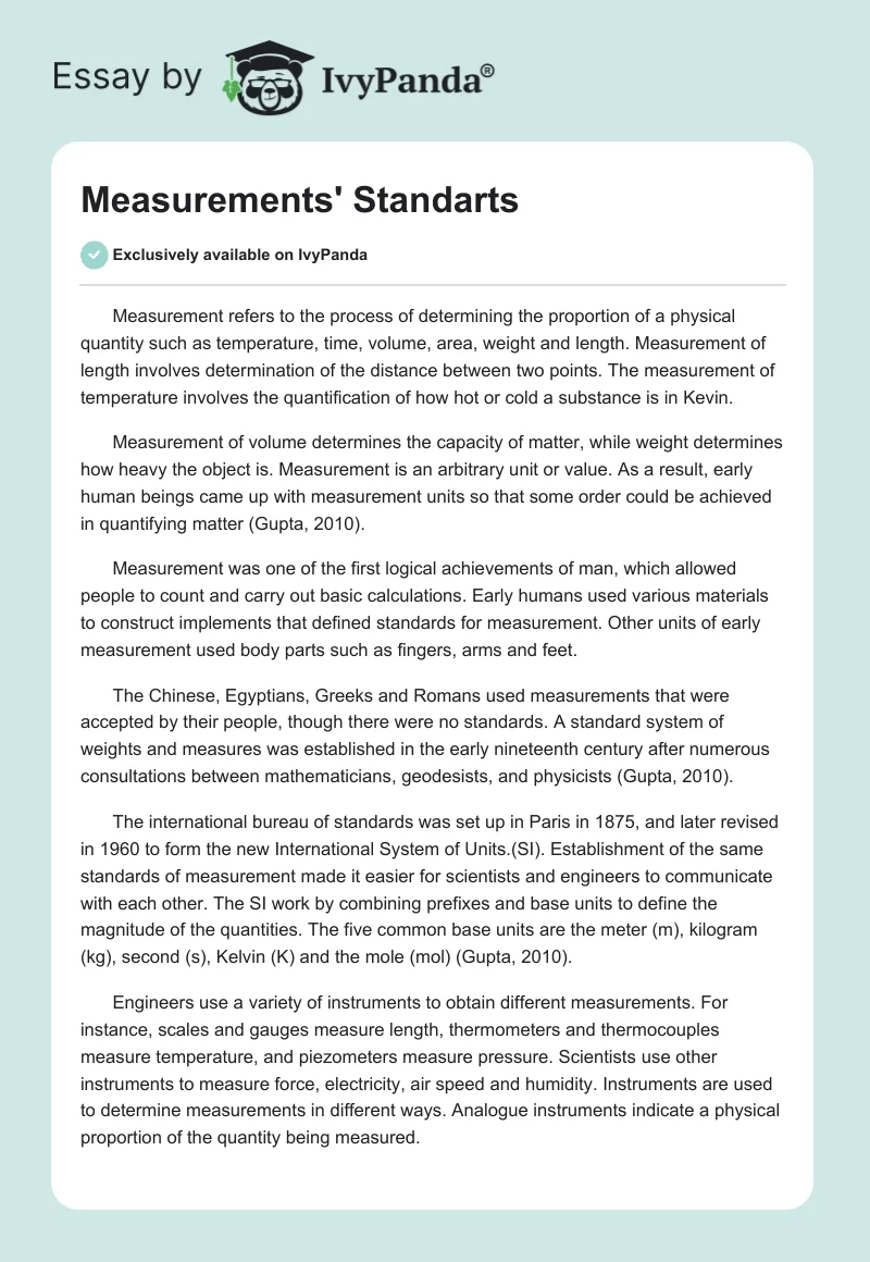 Measurements' Standarts. Page 1