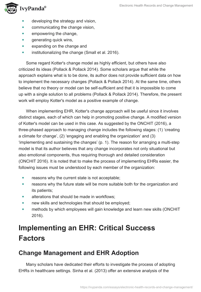 Electronic Health Records and Change Management. Page 3