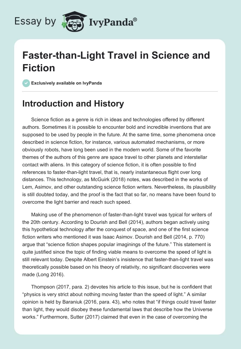 Faster-than-Light Travel in Science and Fiction. Page 1