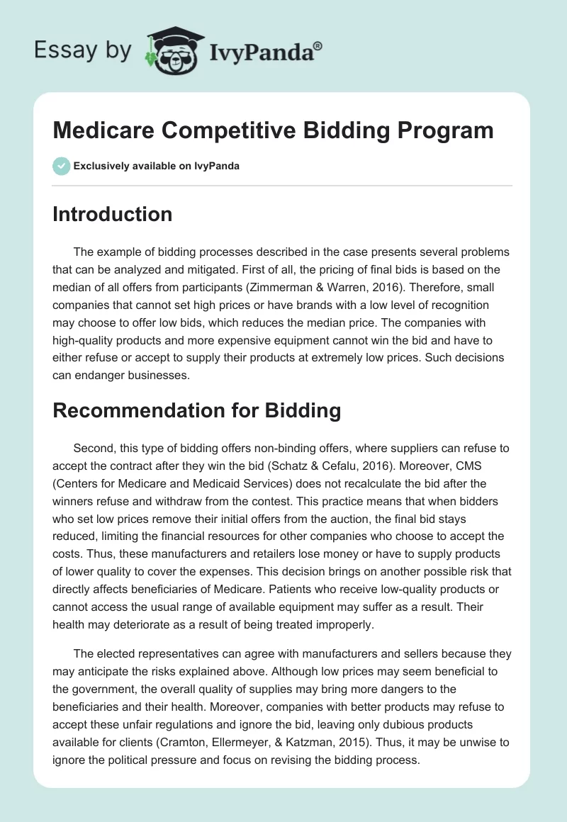Medicare Competitive Bidding Program. Page 1
