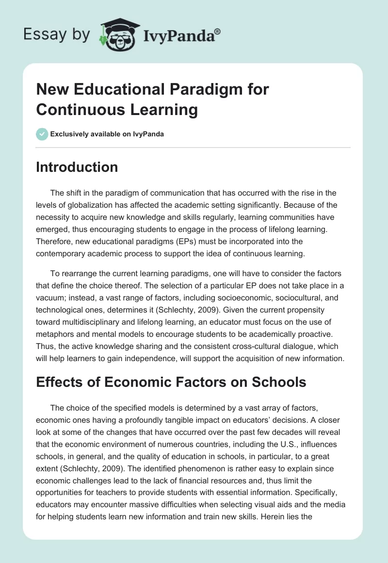 New Educational Paradigm for Continuous Learning. Page 1