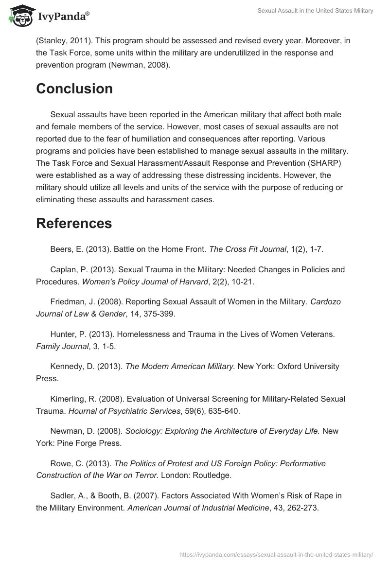 Sexual Assault in the United States Military. Page 3