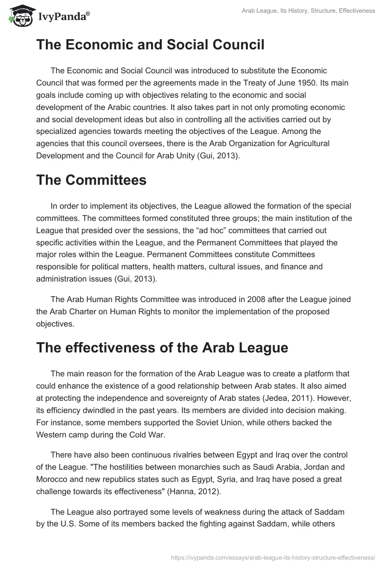 Arab League, Its History, Structure, Effectiveness. Page 4