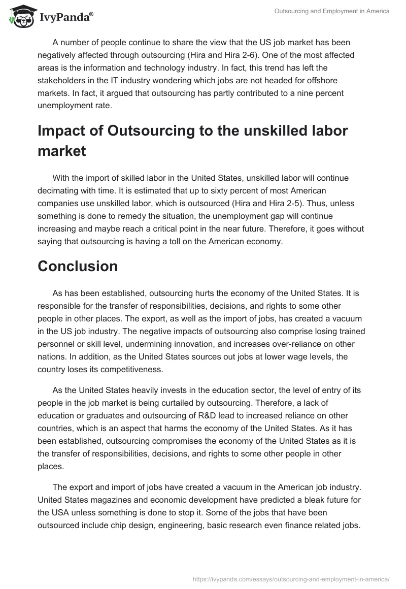 Outsourcing and Employment in America. Page 3
