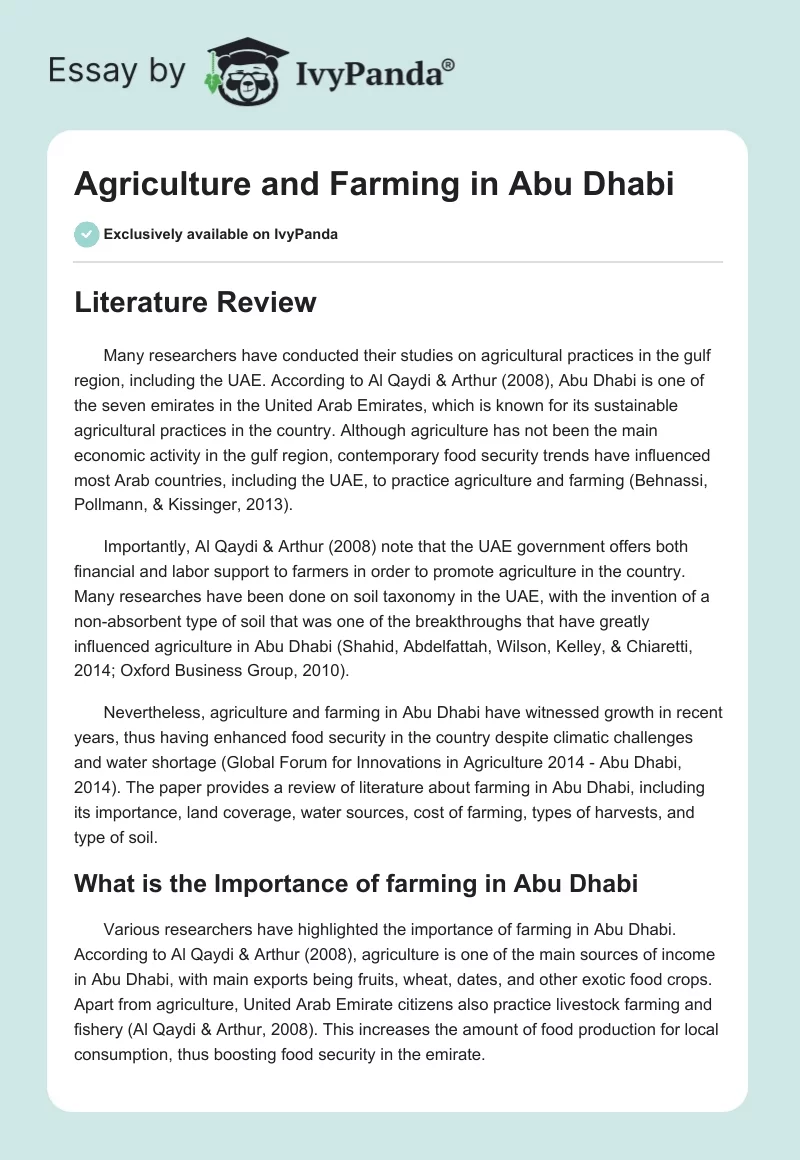 Agriculture and Farming in Abu Dhabi. Page 1