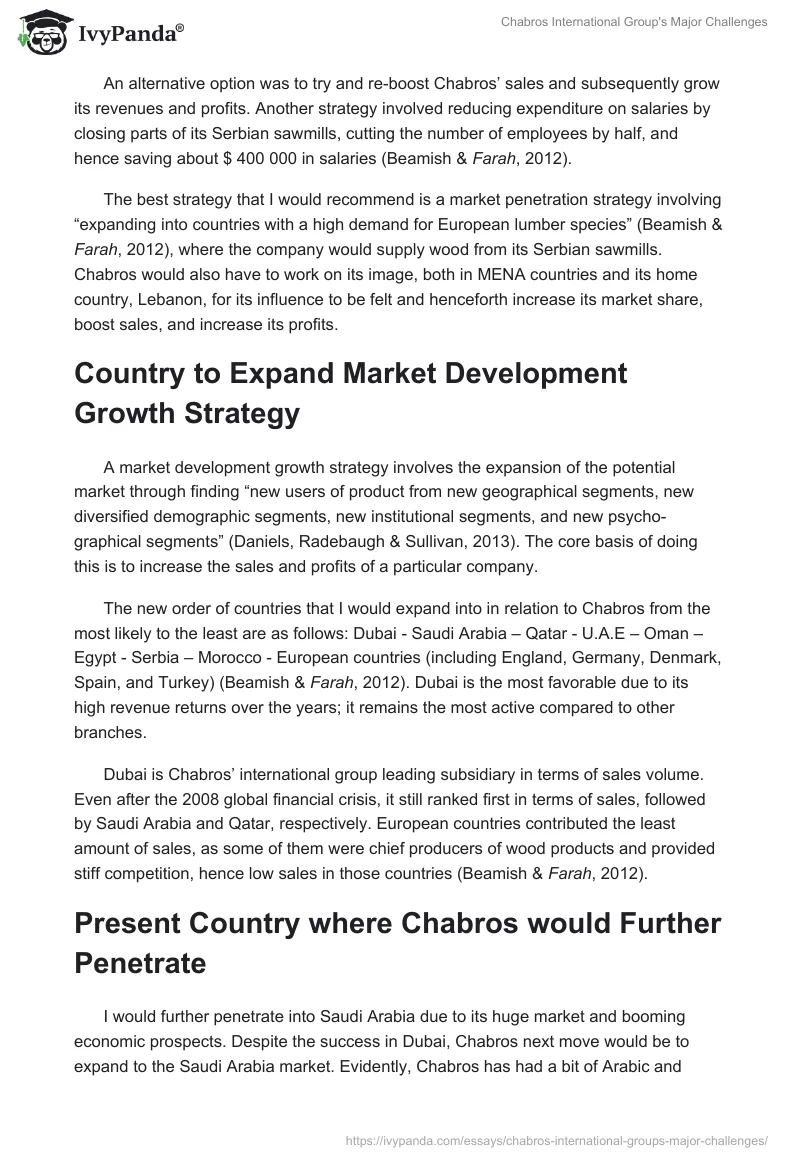 Chabros International Group's Major Challenges. Page 3