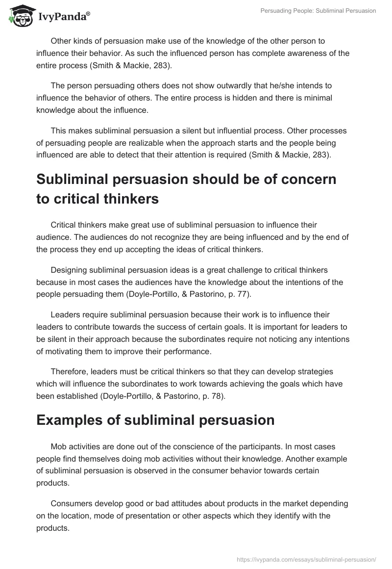 Persuading People: Subliminal Persuasion. Page 2