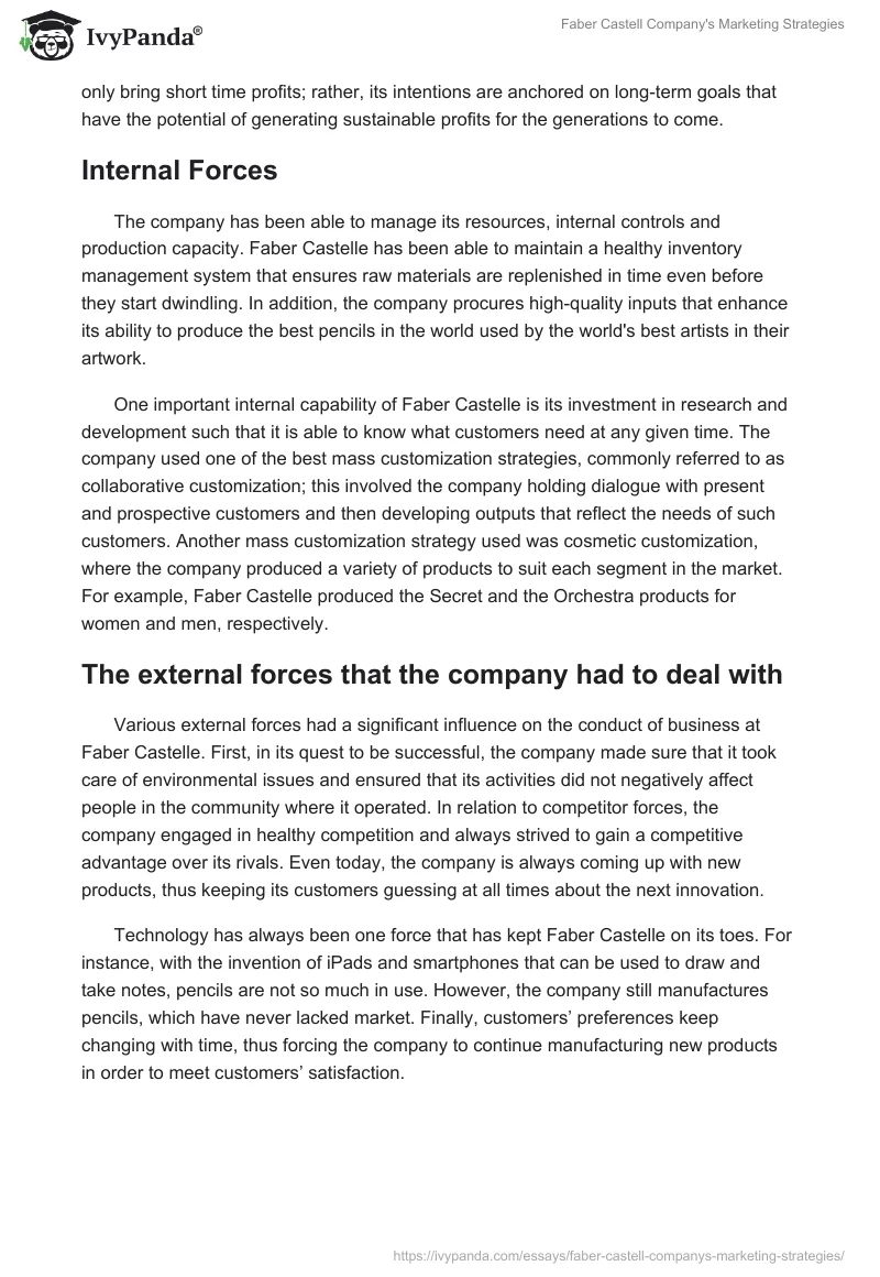 Faber Castell Company's Marketing Strategies. Page 2