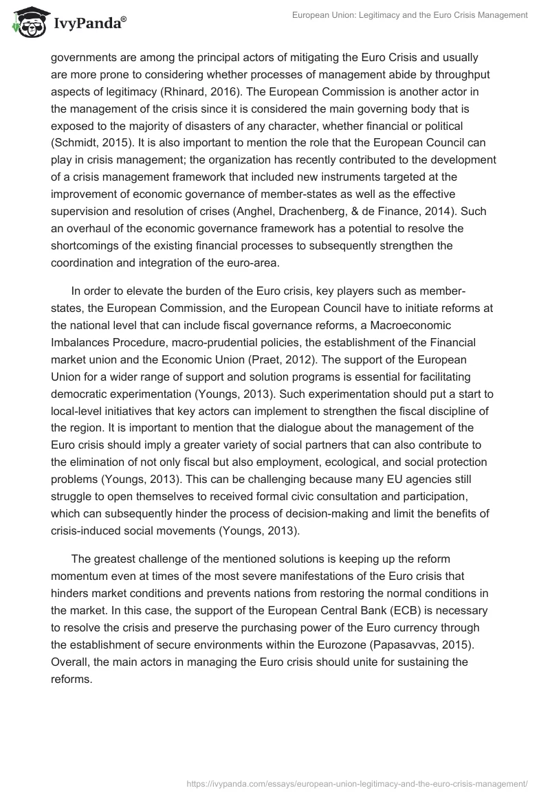 European Union: Legitimacy and the Euro Crisis Management. Page 2