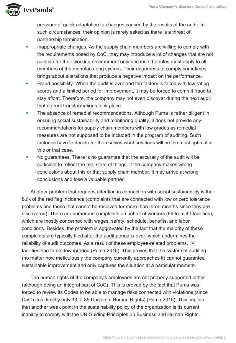 Puma Company's Business Conduct and Ethics. Page 4