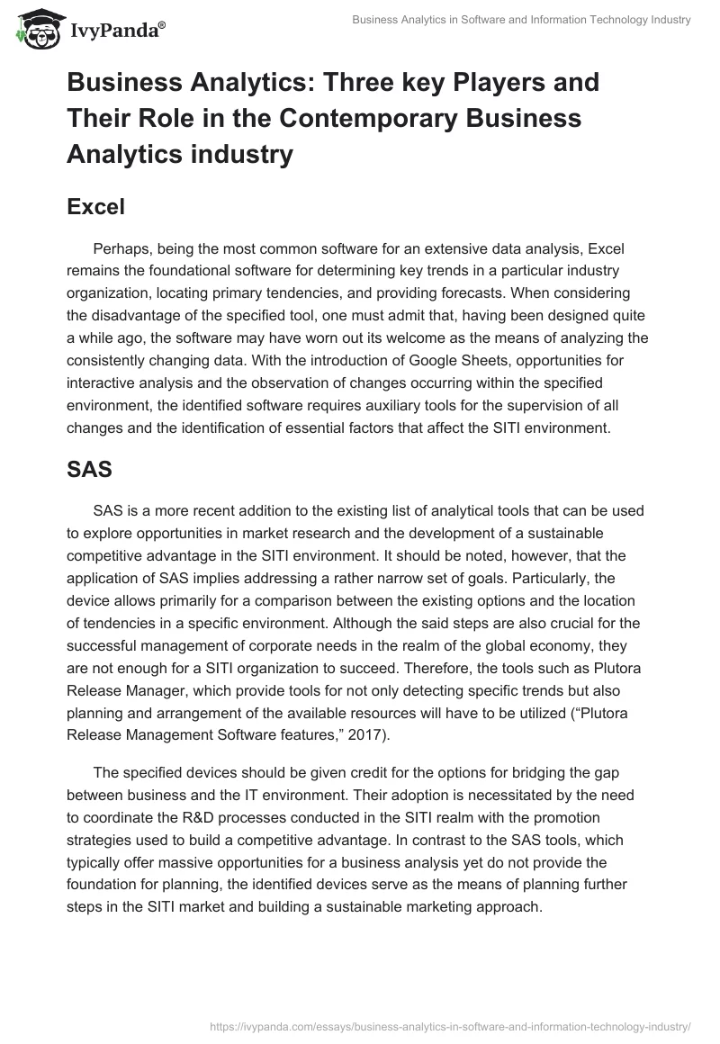 Business Analytics in Software and Information Technology Industry. Page 5