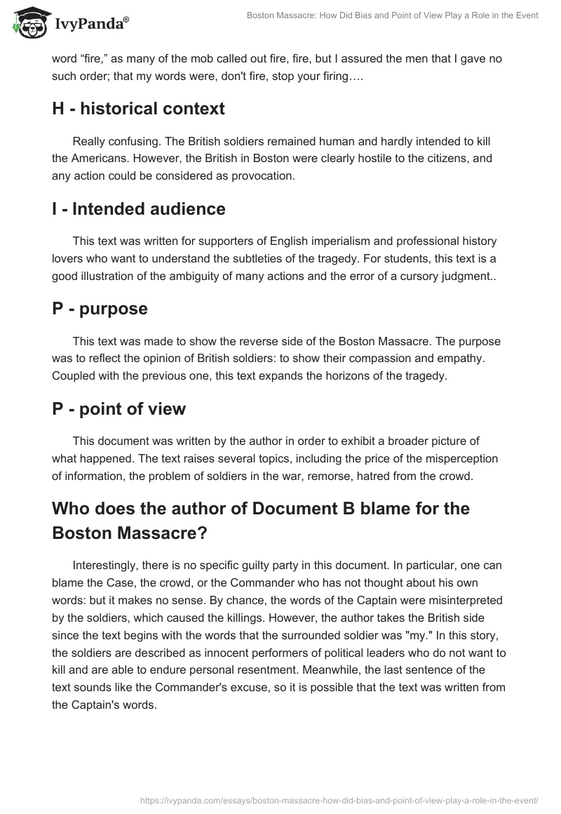 Boston Massacre: How Did Bias and Point of View Play a Role in the Event. Page 3