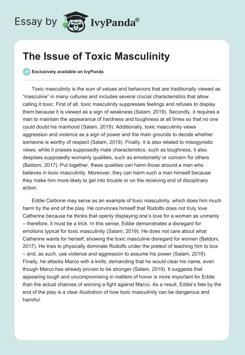 toxic masculinity essays