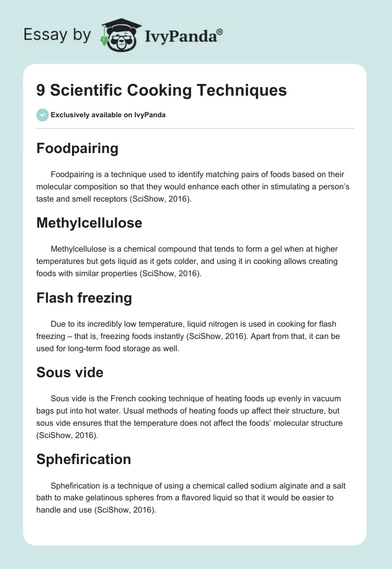 9 Scientific Cooking Techniques. Page 1