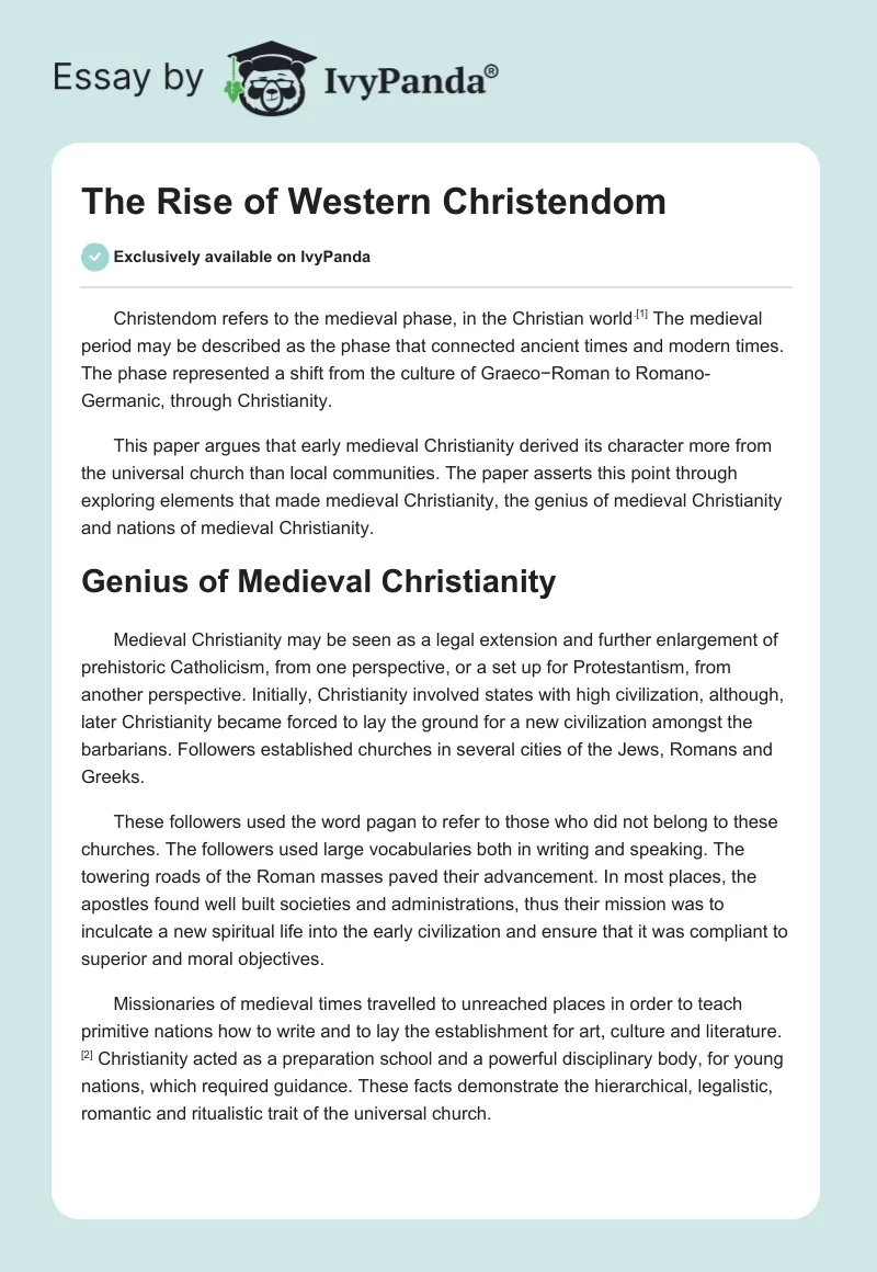 The Rise of Western Christendom. Page 1