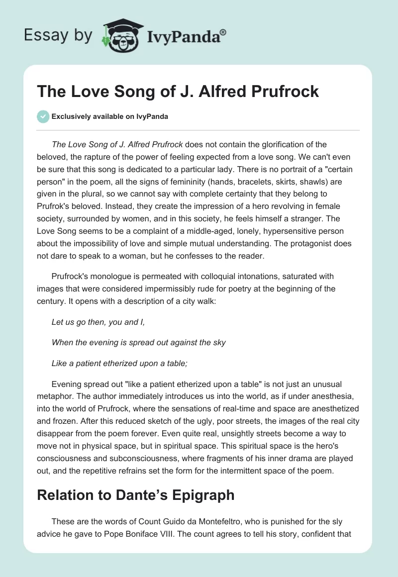 The Love Song of J. Alfred Prufrock. Page 1