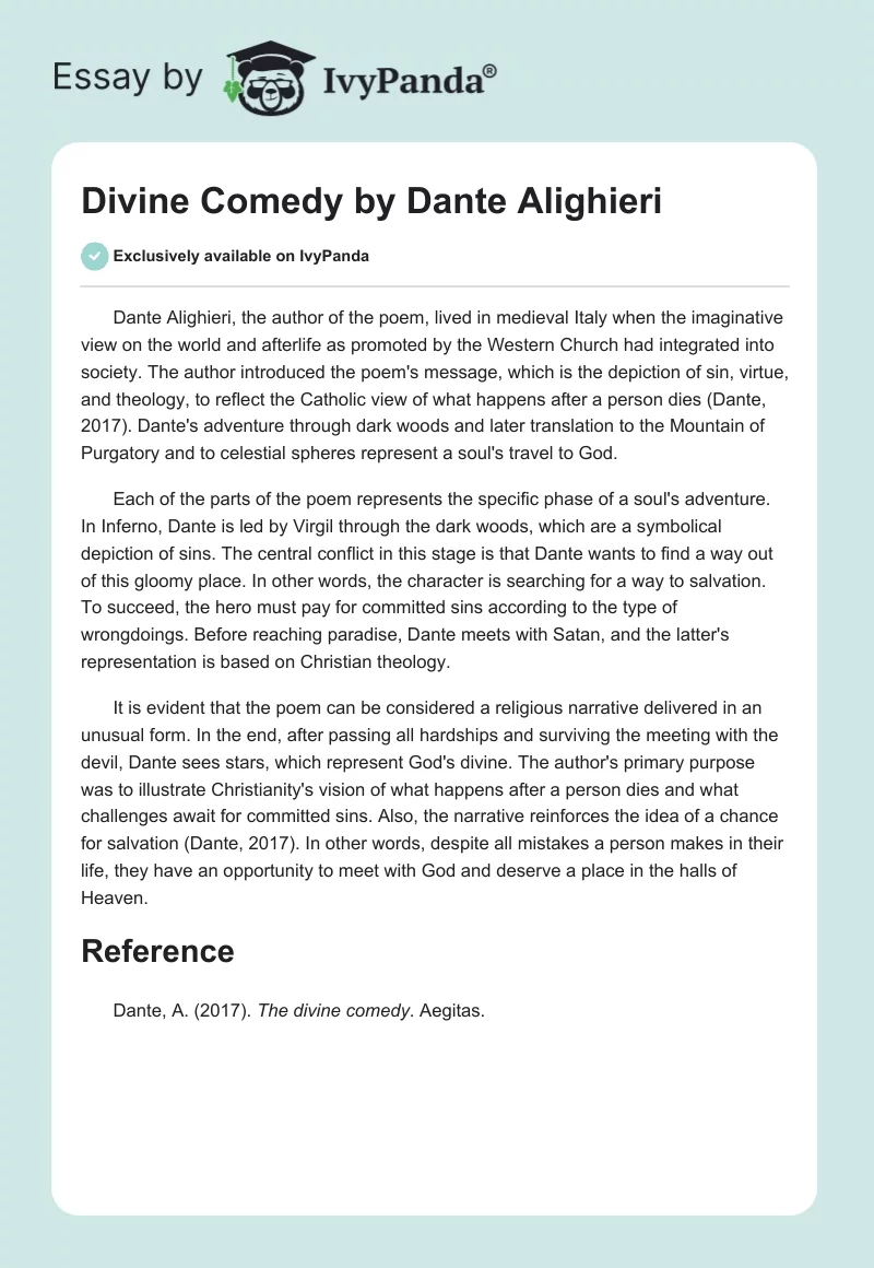 Divine Comedy by Dante Alighieri. Page 1
