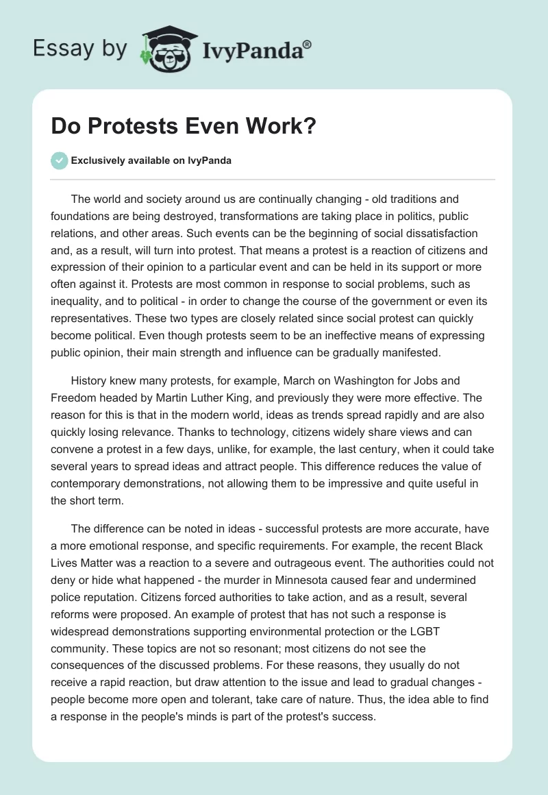 Do Protests Even Work?. Page 1