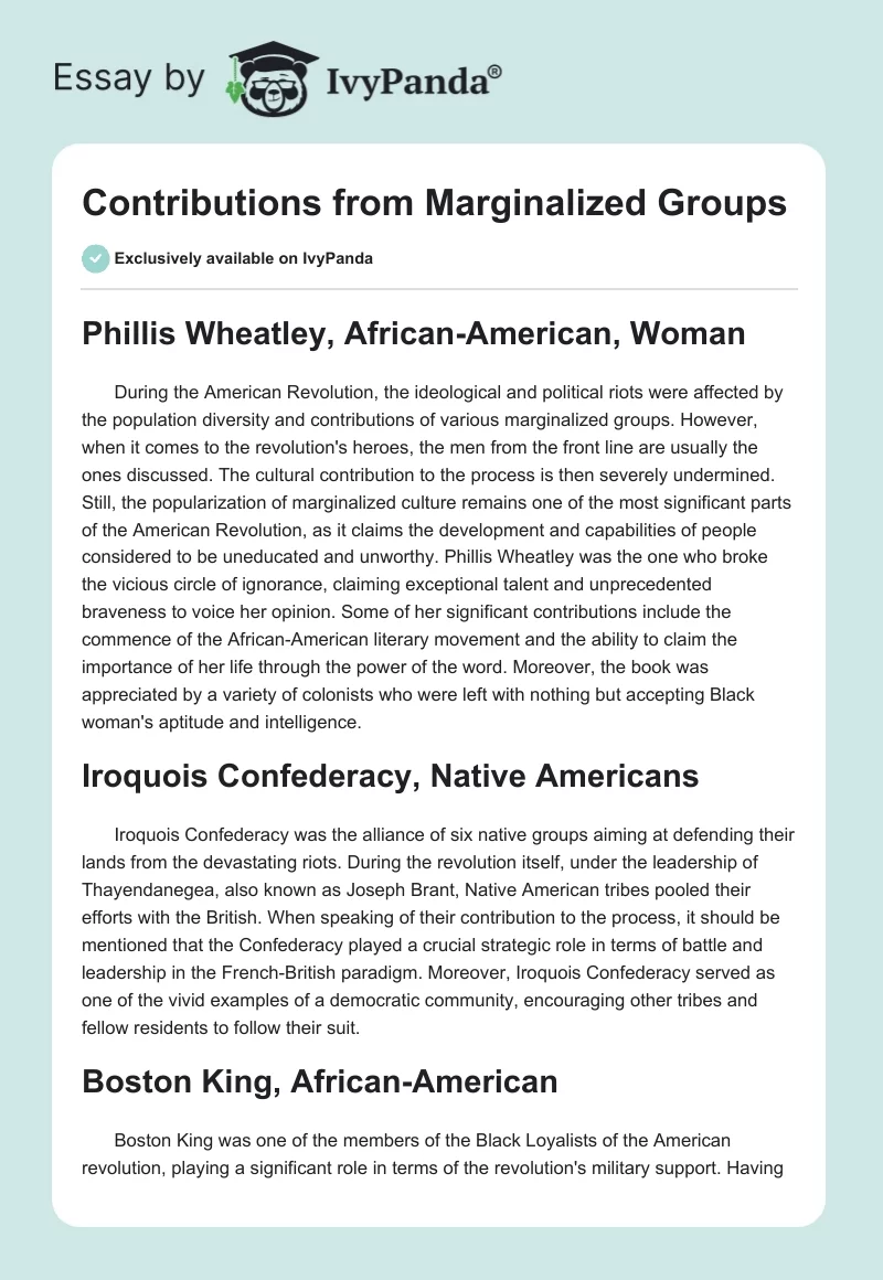 Contributions from Marginalized Groups. Page 1