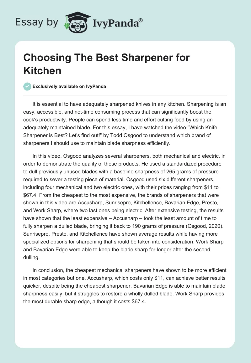 Choosing The Best Sharpener for Kitchen. Page 1