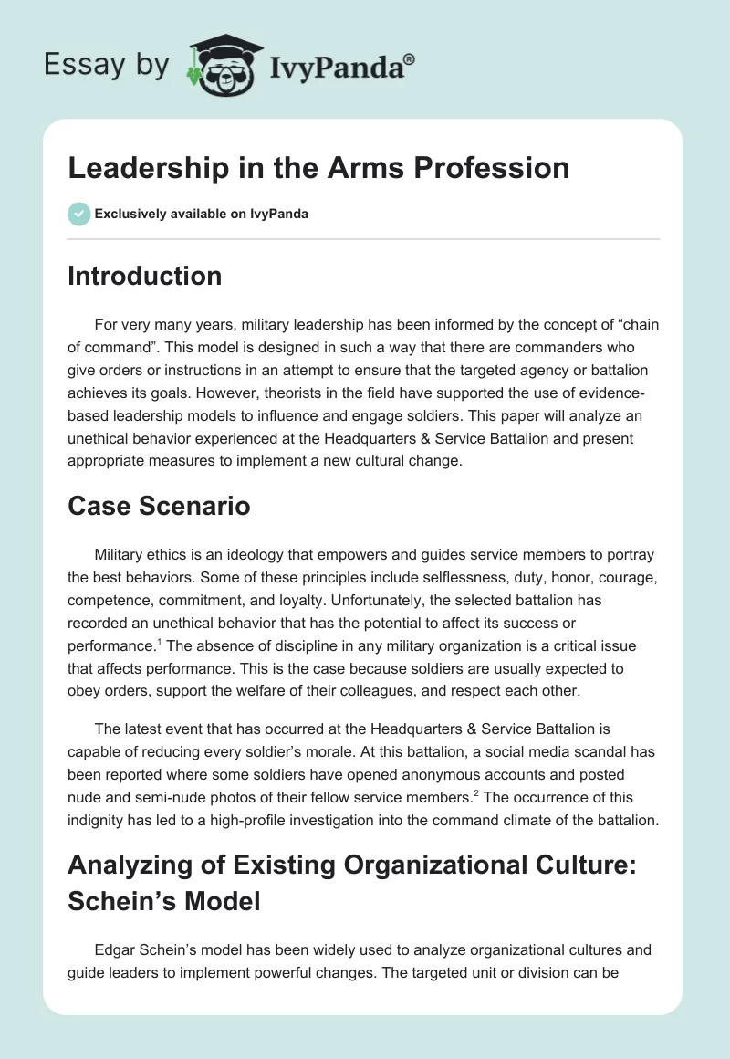 Leadership in the Arms Profession. Page 1