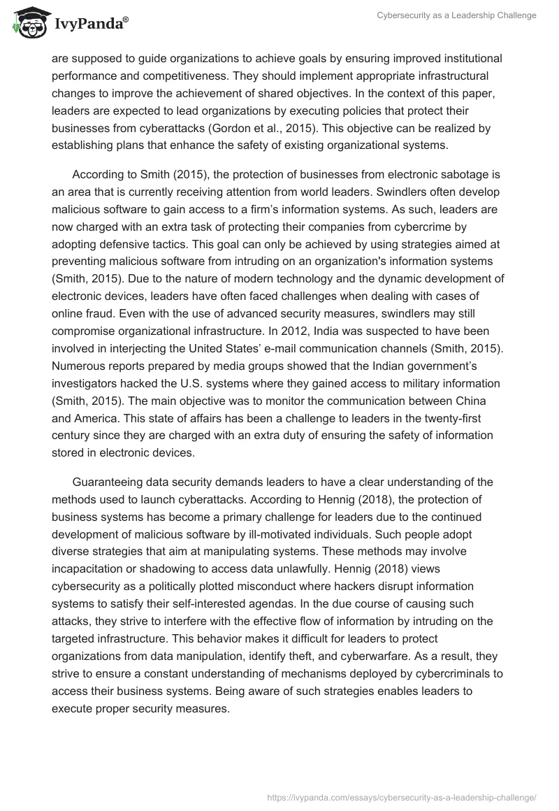 Cybersecurity as a Leadership Challenge. Page 2