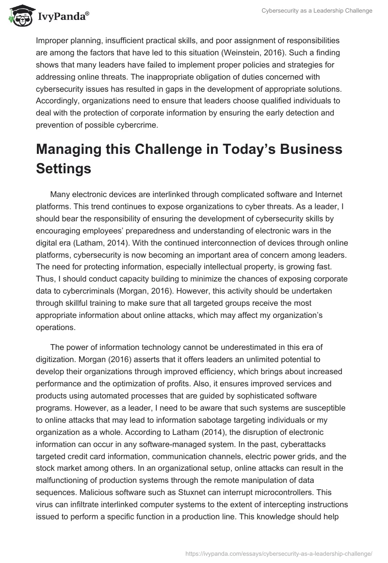 Cybersecurity as a Leadership Challenge. Page 5