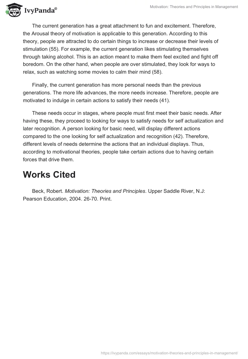 Motivation: Theories and Principles in Management. Page 2