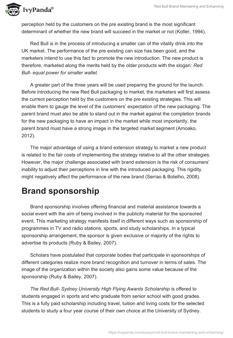 Red Bull Brand Maintaining and Enhancing. Page 2