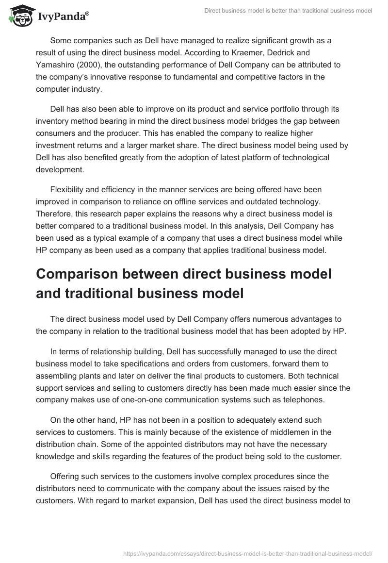 Direct business model is better than traditional business model. Page 2