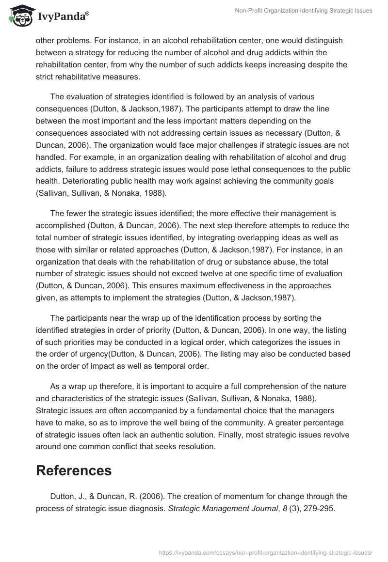 Non-Profit Organization Identifying Strategic Issues. Page 2