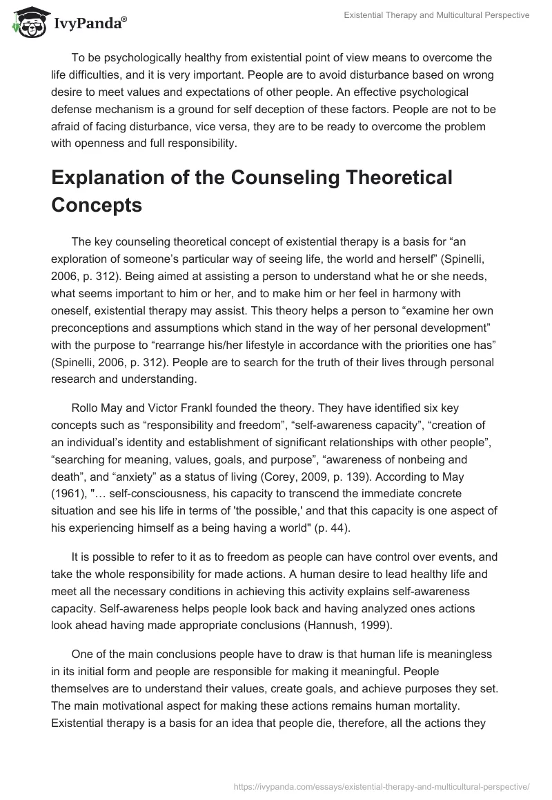 Existential Therapy and Multicultural Perspective. Page 2