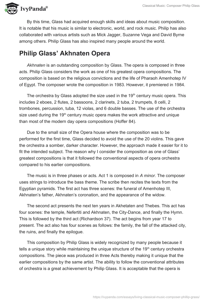 Classical Music: Composer Philip Glass. Page 3