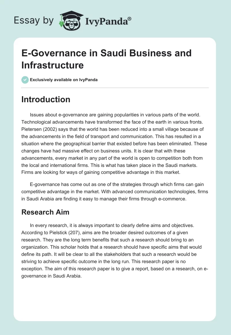 E-Governance in Saudi Business and Infrastructure. Page 1