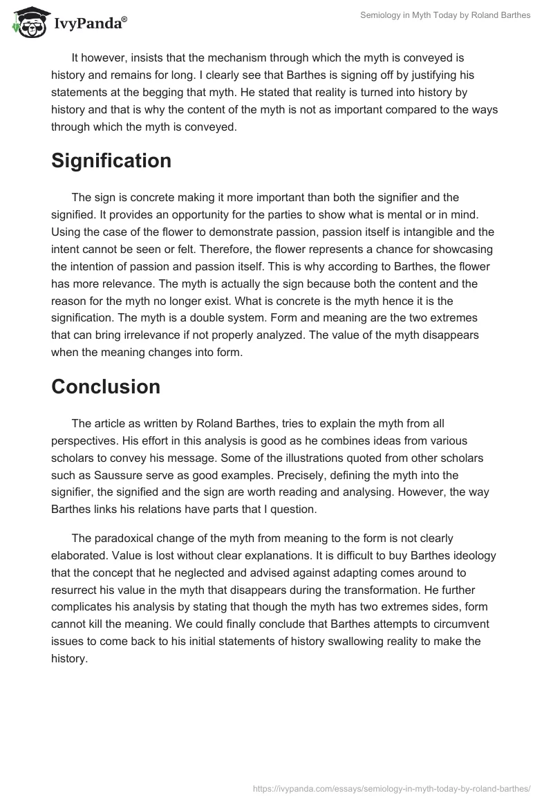 Semiology in "Myth Today" by Roland Barthes. Page 4