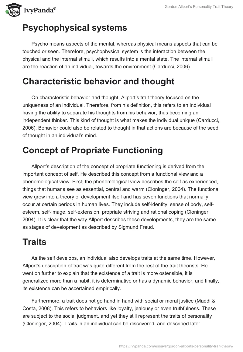 Gordon Allport’s Personality Trait Theory. Page 2
