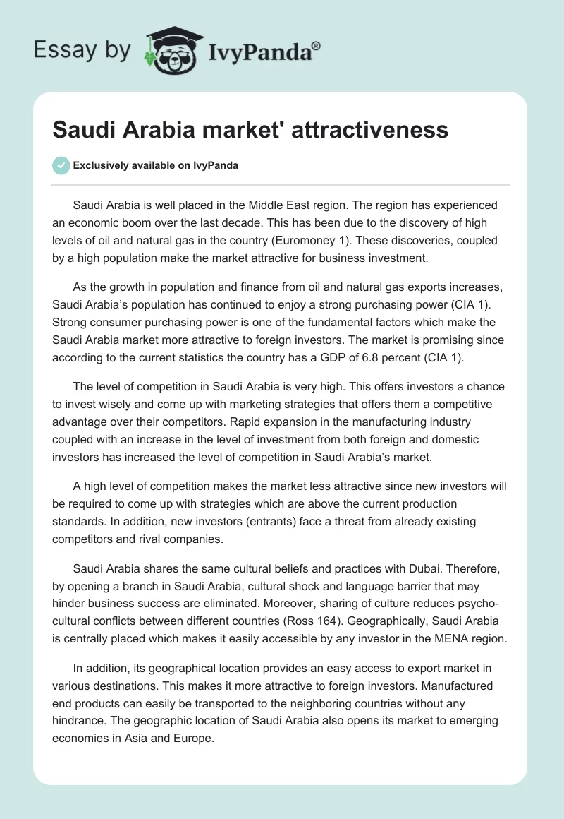 Saudi Arabia market' attractiveness. Page 1