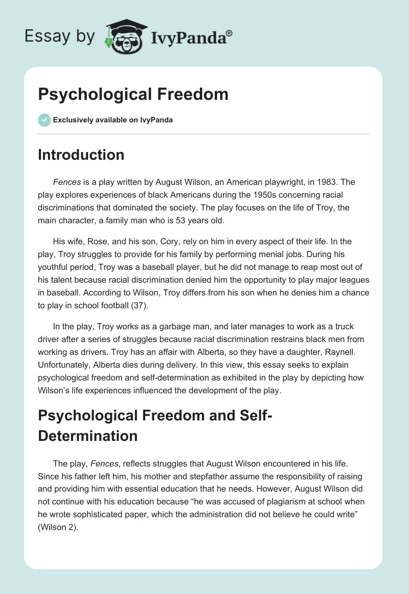 Psychological Freedom. Page 1
