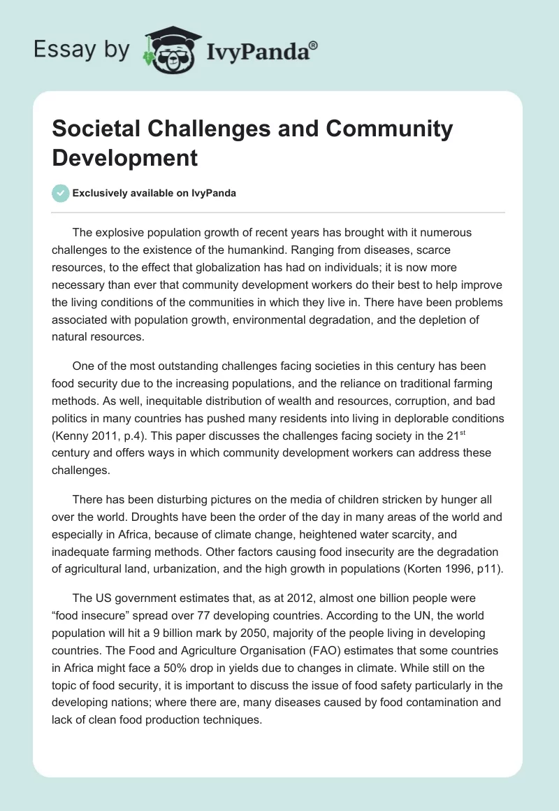 Societal Challenges and Community Development. Page 1