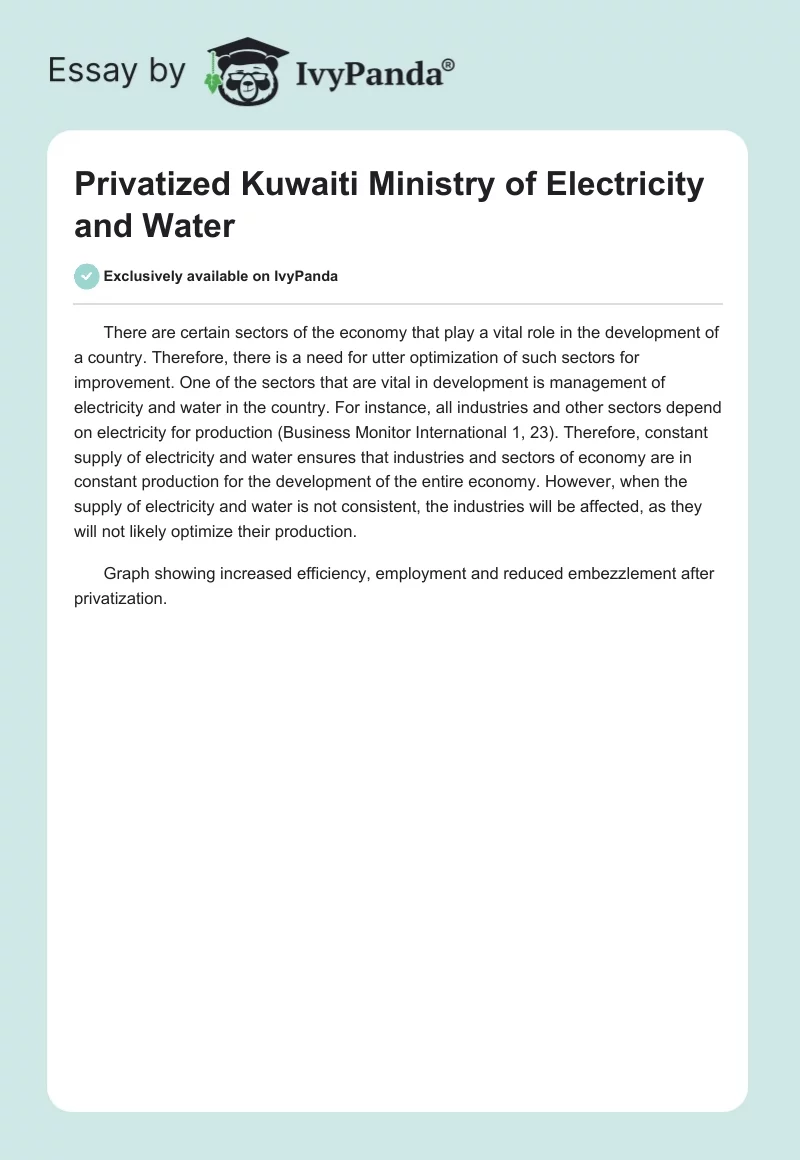 Privatized Kuwaiti Ministry of Electricity and Water. Page 1