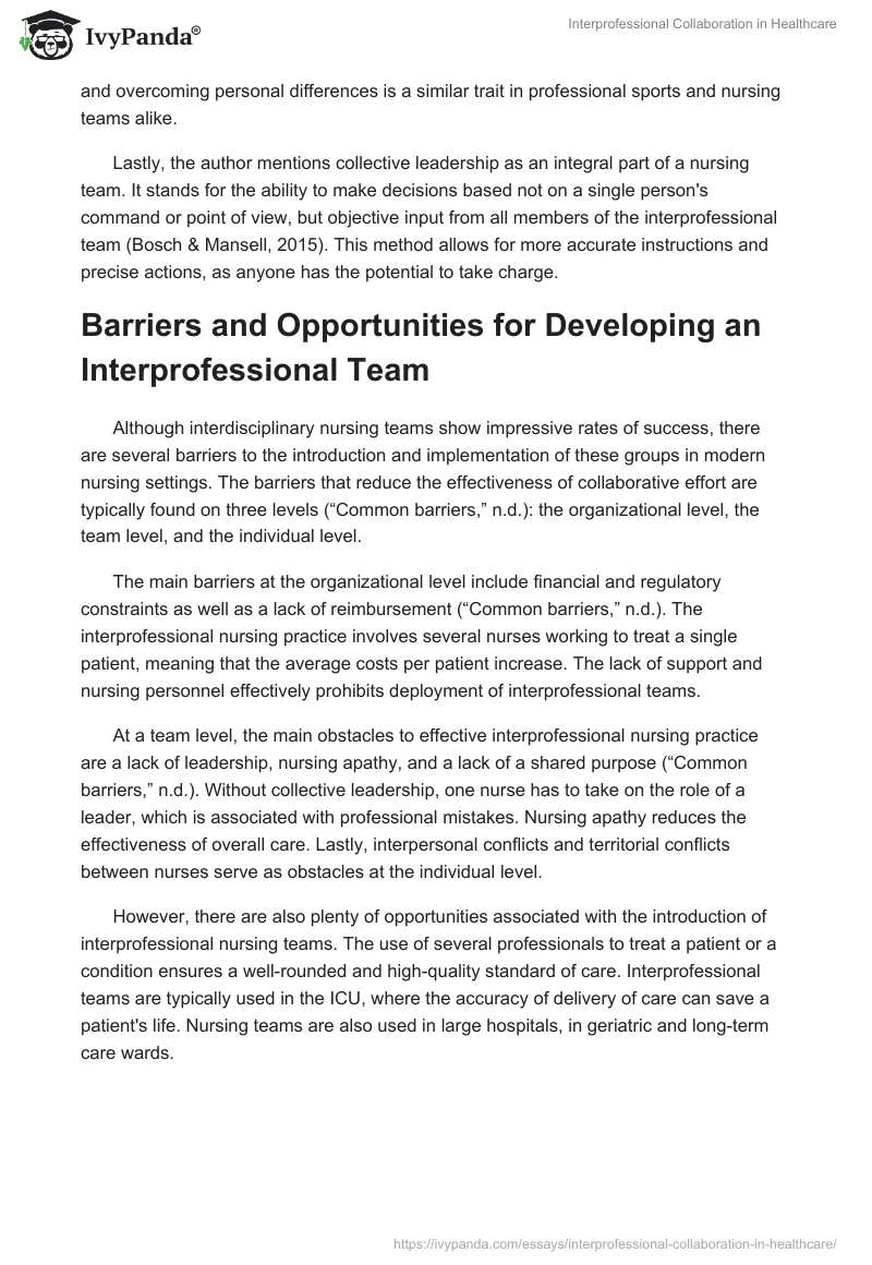 Interprofessional Collaboration in Healthcare. Page 2