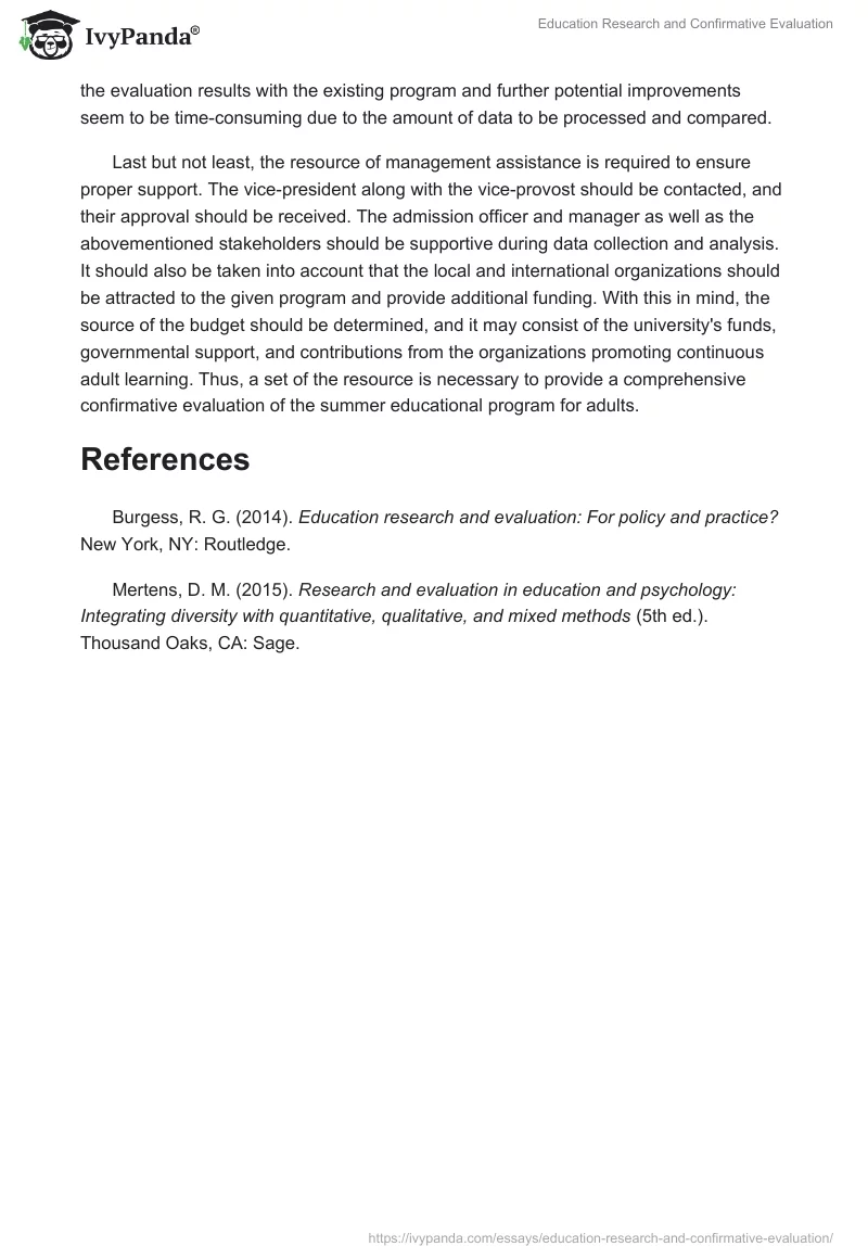 Education Research and Confirmative Evaluation. Page 4