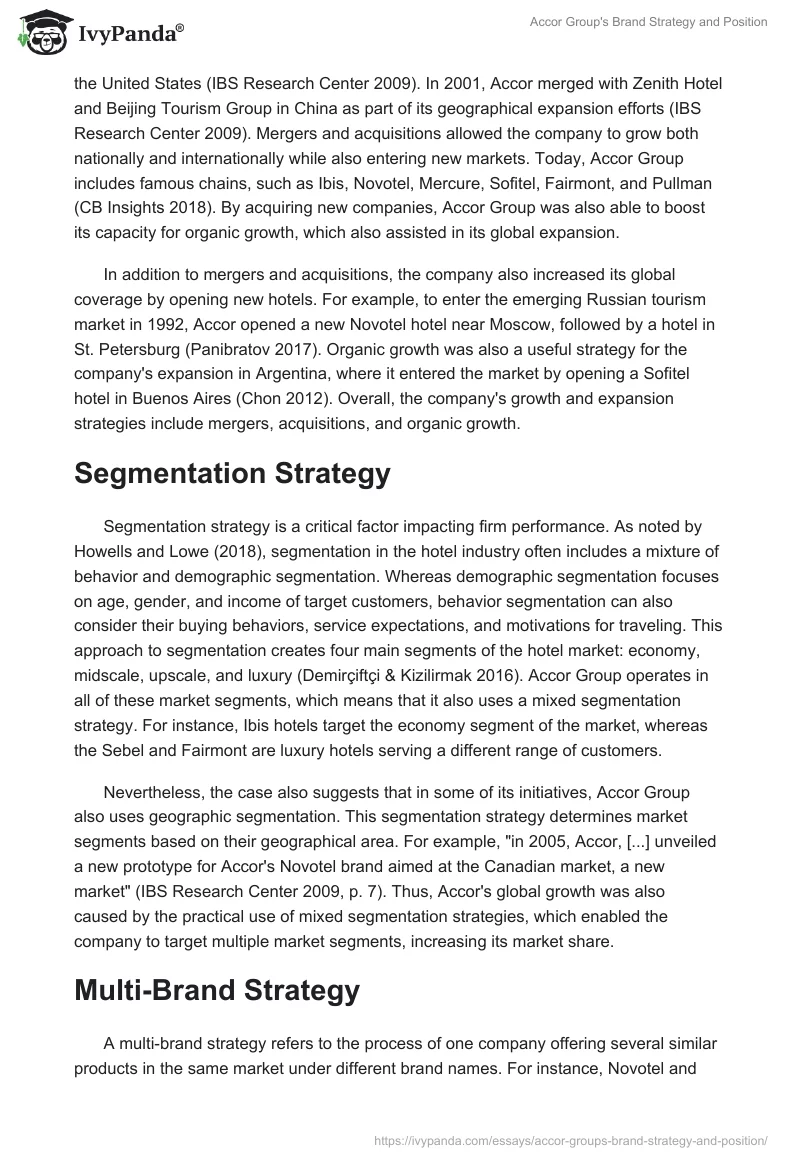 Accor Group's Brand Strategy and Position. Page 2