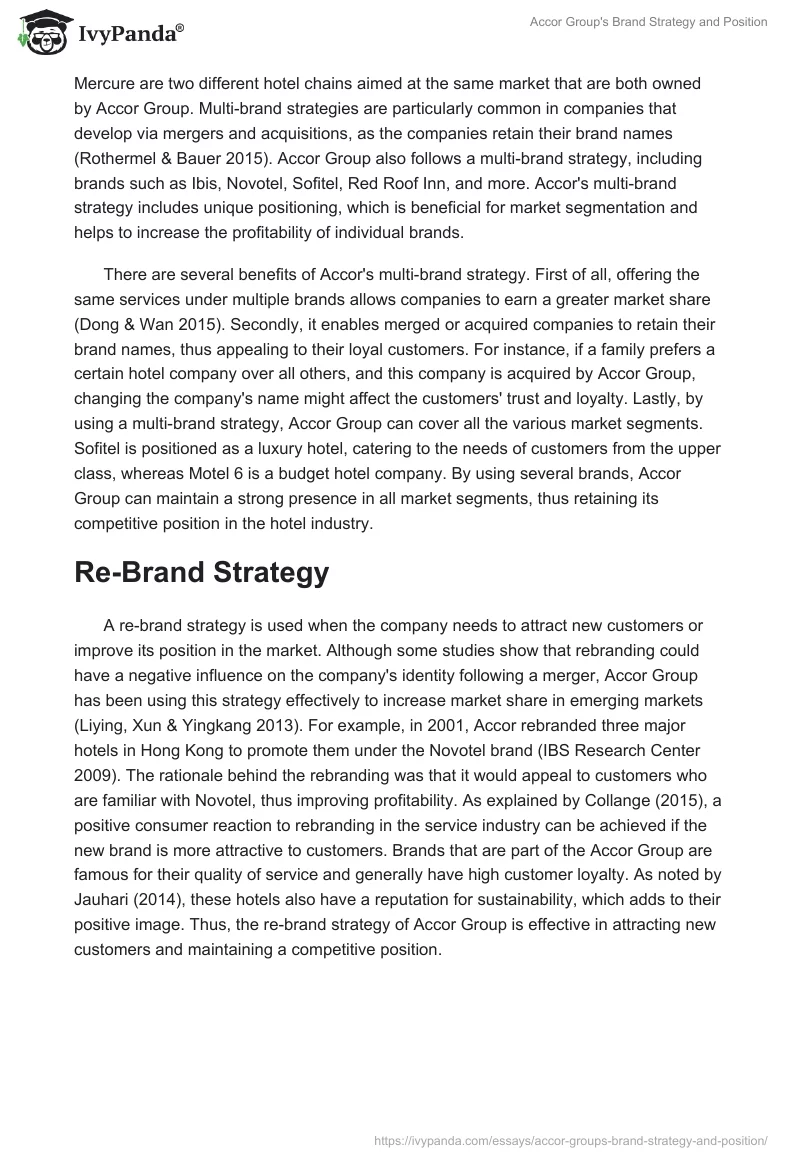 Accor Group's Brand Strategy and Position. Page 3