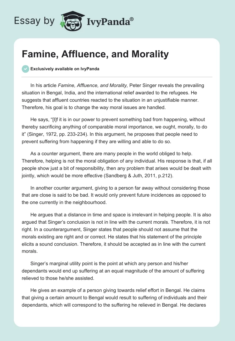 Famine, Affluence, and Morality. Page 1