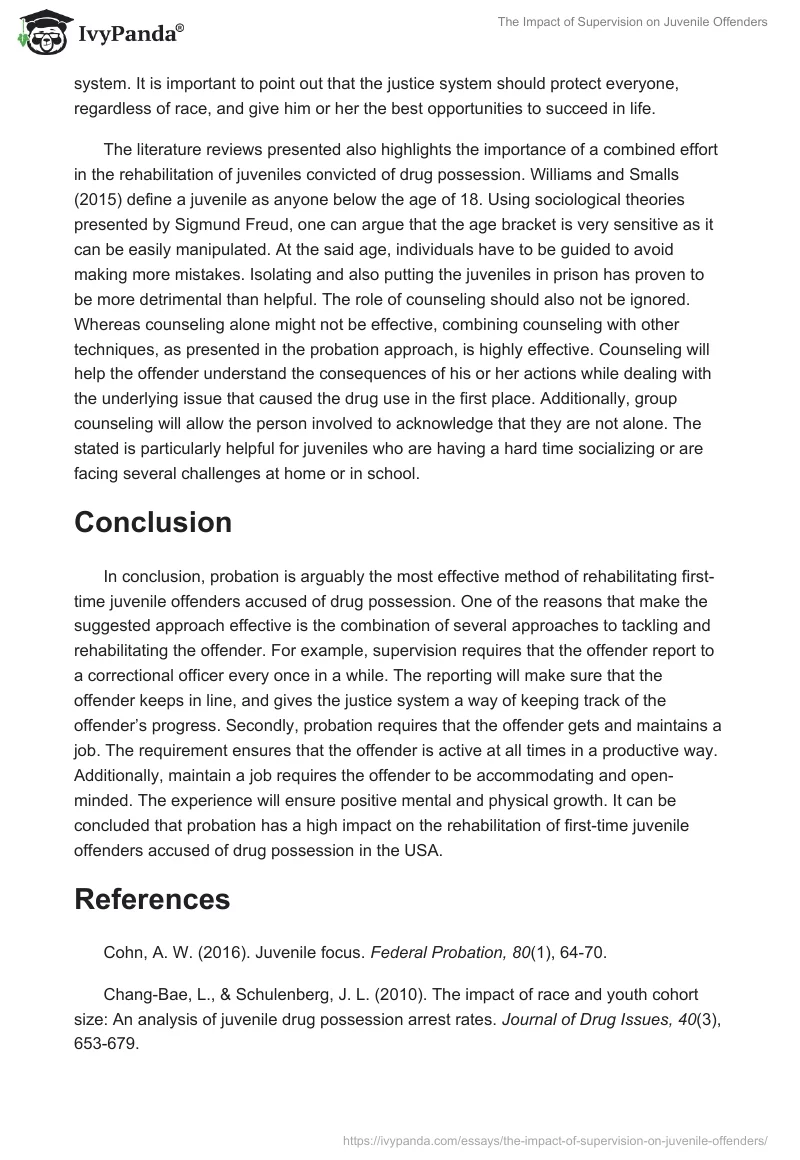 The Impact of Supervision on Juvenile Offenders. Page 4