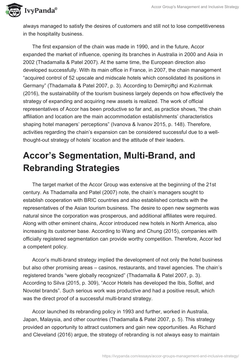 Accor Group's Management and Inclusive Strategy. Page 2