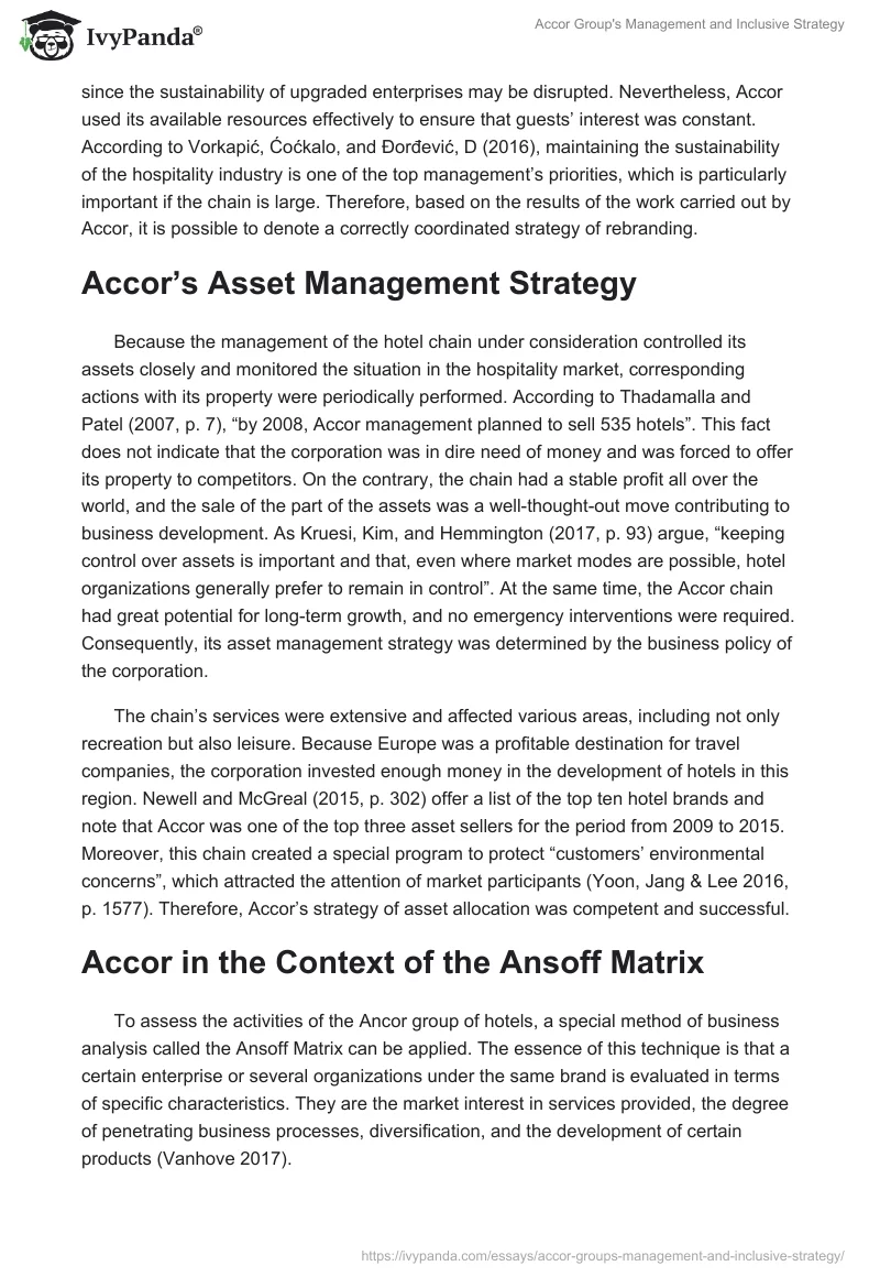 Accor Group's Management and Inclusive Strategy. Page 3