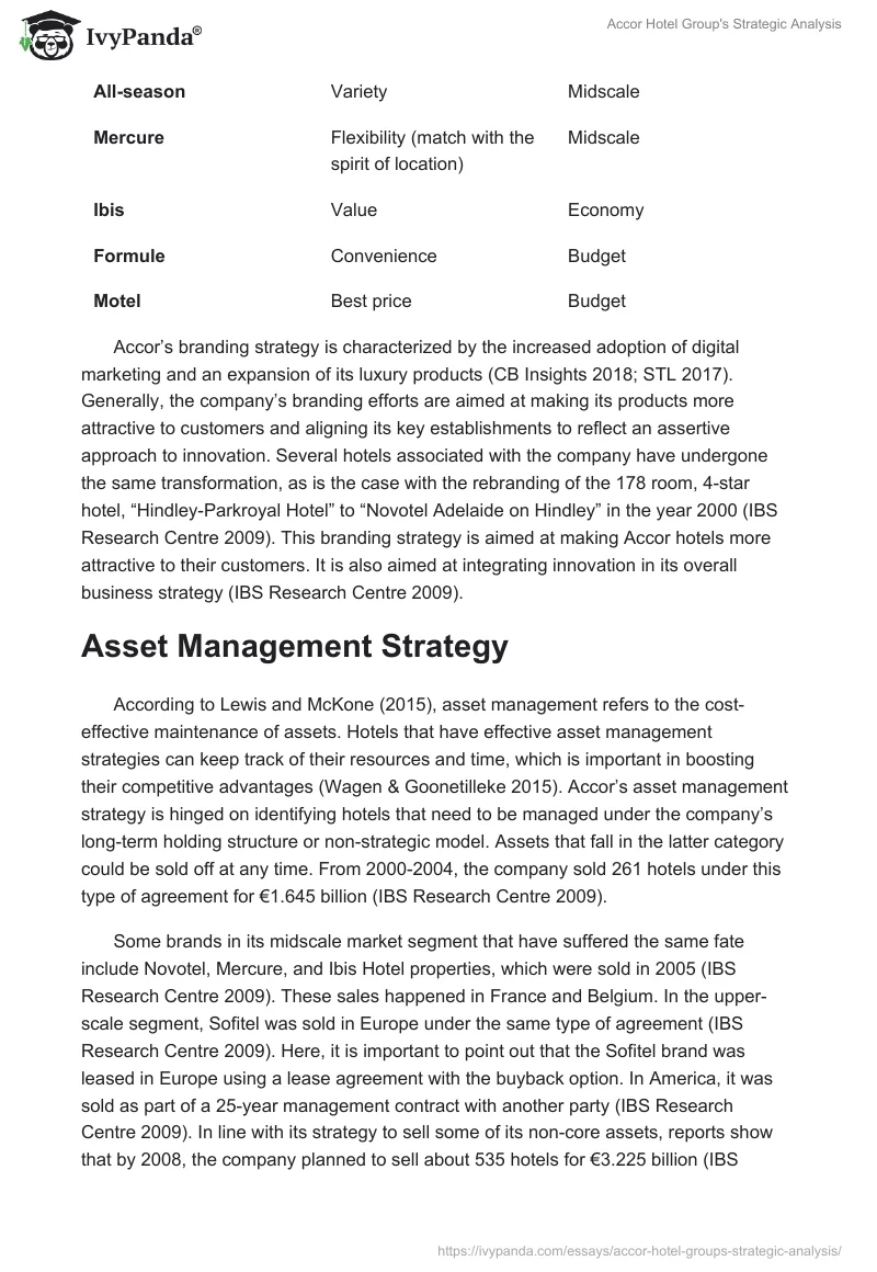 Accor Hotel Group's Strategic Analysis. Page 3