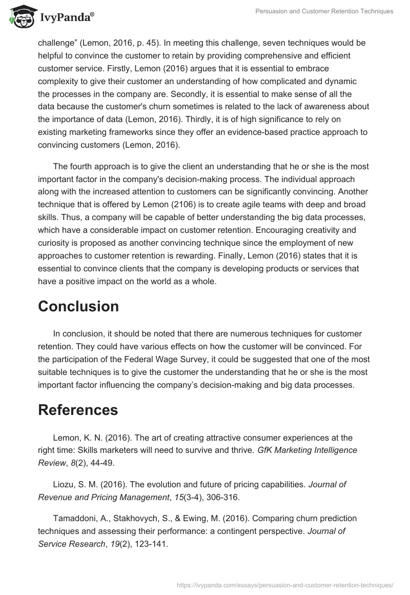 Persuasion and Customer Retention Techniques. Page 2